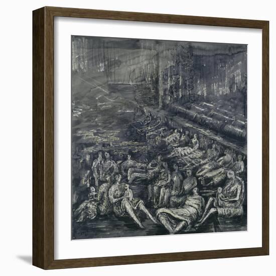 A Tilbury Shelter Scene-Henry Moore-Framed Giclee Print