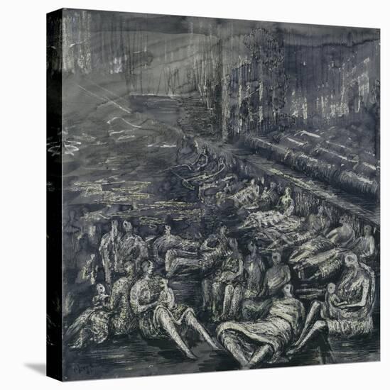 A Tilbury Shelter Scene-Henry Moore-Stretched Canvas