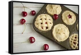 A Tin Filled with Small Fresh Cherry Pies Ready to Go into the Oven-Cynthia Classen-Framed Stretched Canvas