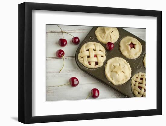 A Tin Filled with Small Fresh Cherry Pies Ready to Go into the Oven-Cynthia Classen-Framed Photographic Print