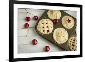 A Tin Filled with Small Fresh Cherry Pies Ready to Go into the Oven-Cynthia Classen-Framed Photographic Print