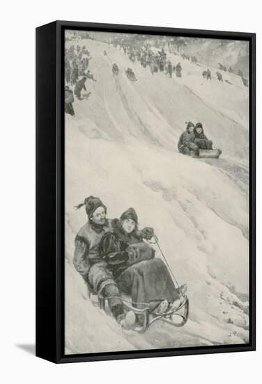 A Tobogganing-Slope in Canada-Walter Stanley Paget-Framed Stretched Canvas