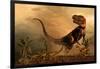 A Torvosaurus on the Prowl While a Group of Ornitholestes Flee a Hasty Retreat-null-Framed Art Print