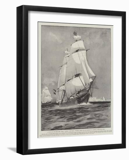 A Touch of Old Sea Life, HMS Active and HMS Volage Going Out of Portsmouth Harbour under Sail Only-Fred T. Jane-Framed Giclee Print