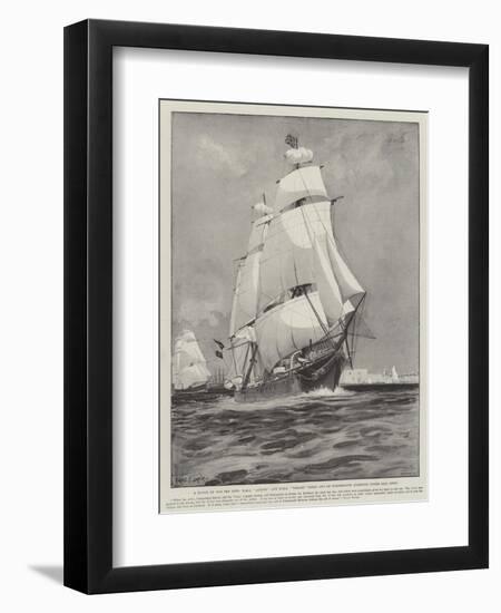 A Touch of Old Sea Life, HMS Active and HMS Volage Going Out of Portsmouth Harbour under Sail Only-Fred T. Jane-Framed Premium Giclee Print