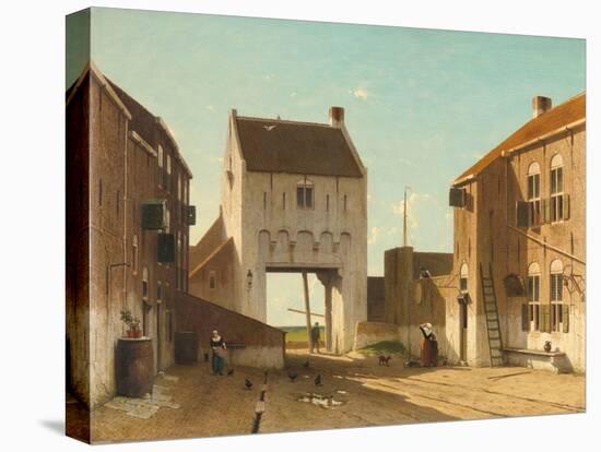 A Town Gate in Leerdam, C.1868-70 (Oil on Canvas)-Jan Weissenbruch-Stretched Canvas
