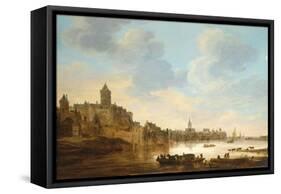 A Town on the Banks of a River, with a Ferry, 1648-Herri Met De Bles-Framed Stretched Canvas