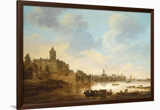 A Town on the Banks of a River, with a Ferry, 1648-Herri Met De Bles-Framed Giclee Print