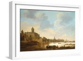 A Town on the Banks of a River, with a Ferry, 1648-Herri Met De Bles-Framed Giclee Print