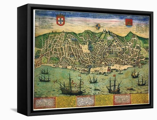 A Town Plan of Lisbon 1598-null-Framed Stretched Canvas