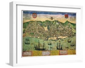 A Town Plan of Lisbon 1598-null-Framed Giclee Print