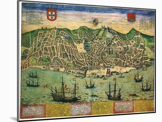 A Town Plan of Lisbon 1598-null-Mounted Giclee Print