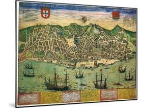 A Town Plan of Lisbon 1598-null-Mounted Giclee Print