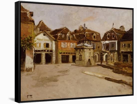 A Town Square-Fritz Thaulow-Framed Stretched Canvas