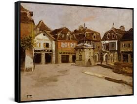 A Town Square-Fritz Thaulow-Framed Stretched Canvas