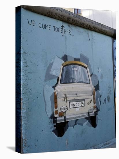 A Trabant Car Painted on a Section of the Berlin Wall Near Potsdamer Platz, Mitte, Berlin, Germany-Richard Nebesky-Stretched Canvas