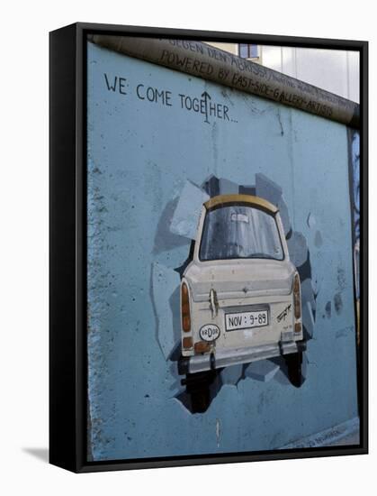A Trabant Car Painted on a Section of the Berlin Wall Near Potsdamer Platz, Mitte, Berlin, Germany-Richard Nebesky-Framed Stretched Canvas