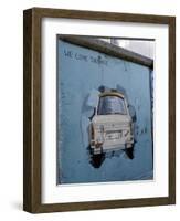 A Trabant Car Painted on a Section of the Berlin Wall Near Potsdamer Platz, Mitte, Berlin, Germany-Richard Nebesky-Framed Photographic Print