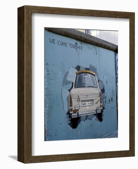 A Trabant Car Painted on a Section of the Berlin Wall Near Potsdamer Platz, Mitte, Berlin, Germany-Richard Nebesky-Framed Photographic Print