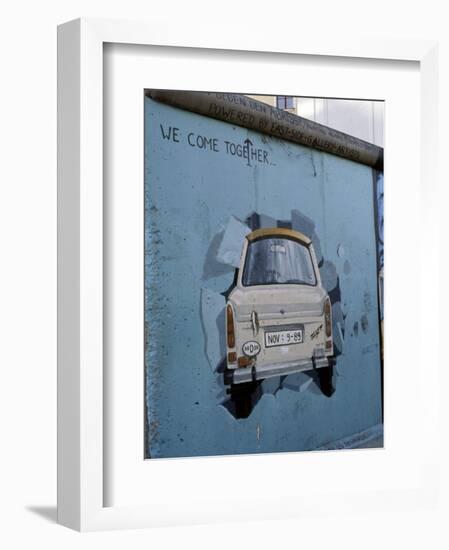 A Trabant Car Painted on a Section of the Berlin Wall Near Potsdamer Platz, Mitte, Berlin, Germany-Richard Nebesky-Framed Photographic Print