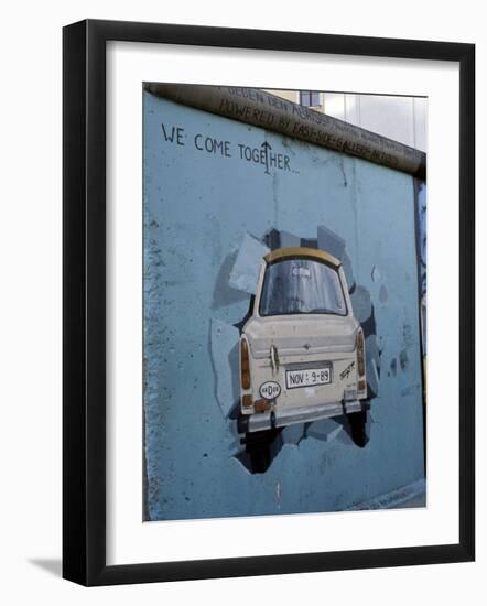 A Trabant Car Painted on a Section of the Berlin Wall Near Potsdamer Platz, Mitte, Berlin, Germany-Richard Nebesky-Framed Photographic Print