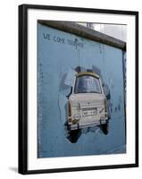 A Trabant Car Painted on a Section of the Berlin Wall Near Potsdamer Platz, Mitte, Berlin, Germany-Richard Nebesky-Framed Photographic Print