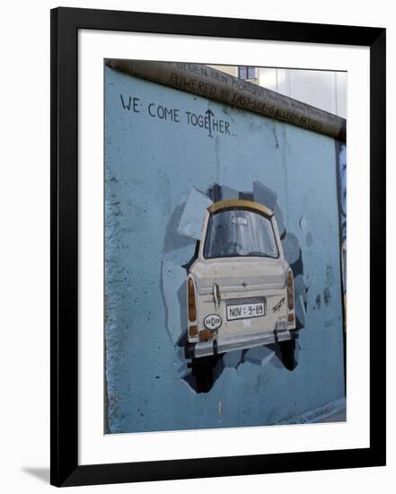 A Trabant Car Painted on a Section of the Berlin Wall Near Potsdamer Platz, Mitte, Berlin, Germany-Richard Nebesky-Framed Photographic Print