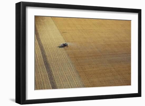 A Tractor Harvesting-null-Framed Giclee Print