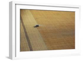 A Tractor Harvesting-null-Framed Giclee Print