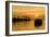 A traditional houseboat moves past the setting sun on the Kerala Backwaters, Kerala, India, Asia-Logan Brown-Framed Photographic Print