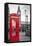 A Traditional Red Phone Booth In London With The Big Ben In A Black And White Background-Kamira-Framed Stretched Canvas