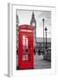 A Traditional Red Phone Booth In London With The Big Ben In A Black And White Background-Kamira-Framed Photographic Print