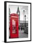 A Traditional Red Phone Booth In London With The Big Ben In A Black And White Background-Kamira-Framed Photographic Print