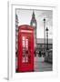 A Traditional Red Phone Booth In London With The Big Ben In A Black And White Background-Kamira-Framed Photographic Print