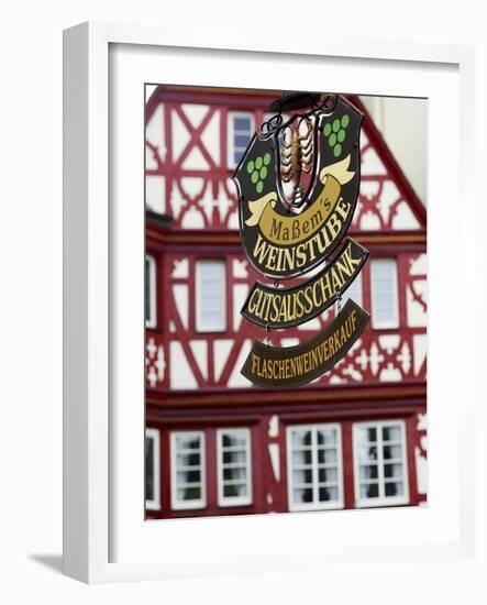 A Traditional Sign for a Wine Tavern or Bar in Bernkastel-Kues, Germany-Miva Stock-Framed Photographic Print