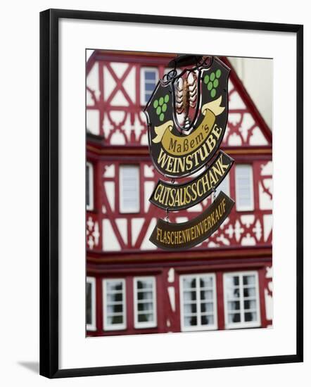 A Traditional Sign for a Wine Tavern or Bar in Bernkastel-Kues, Germany-Miva Stock-Framed Photographic Print