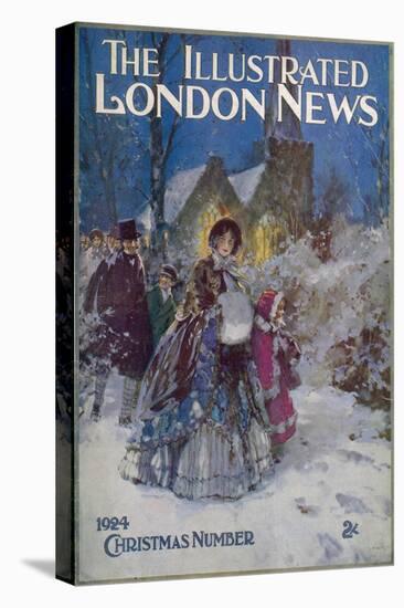 A Traditional Victorian Family Leaving Church During the Christmas Period-null-Stretched Canvas
