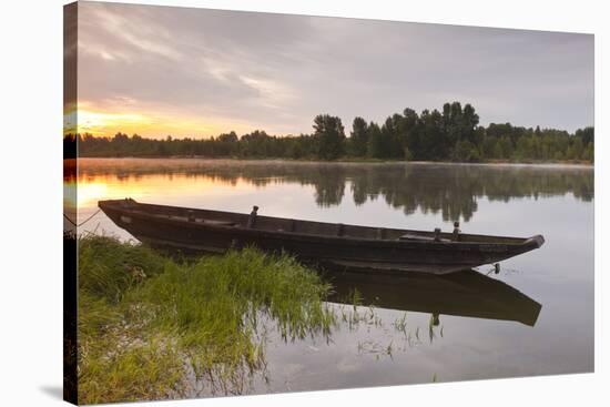 A Traditional Wooden Boat on the River Loire, Indre-Et-Loire, France, Europe-Julian Elliott-Stretched Canvas