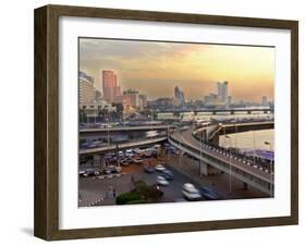 A Traffic Jam at Sunset on One of Cairo's Bridges Spanning the Nile River, Egypt, May 20, 2001-Enric Marti-Framed Premium Photographic Print