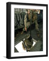 A Training Master Sends a Marine Down the Hell Hole of a CH-53E Super Stallion Helicopter-Stocktrek Images-Framed Photographic Print