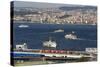 A Tram Crosses Galata Bridge-Jon Hicks-Stretched Canvas