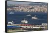 A Tram Crosses Galata Bridge-Jon Hicks-Framed Stretched Canvas