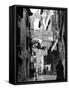 A Trastevere Alley with Hanged Laundry-null-Framed Stretched Canvas