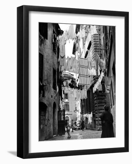 A Trastevere Alley with Hanged Laundry-null-Framed Photographic Print