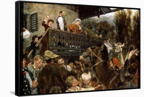 A Travelling Circus (Cameleers in Partenkirche), 1884-Adolph Menzel-Framed Stretched Canvas