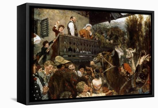 A Travelling Circus (Cameleers in Partenkirche), 1884-Adolph Menzel-Framed Stretched Canvas