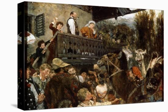 A Travelling Circus (Cameleers in Partenkirche), 1884-Adolph Menzel-Stretched Canvas