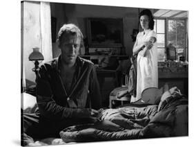 A Travers le Miroir by IngmarBergman with Max von Sydow and Harriet Andersson, 1961 (b/w photo)-null-Stretched Canvas