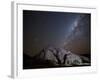 A Tree Shadow at Night under a Starry Sky with the Milky Way in the Namib Desert-Alex Saberi-Framed Photographic Print