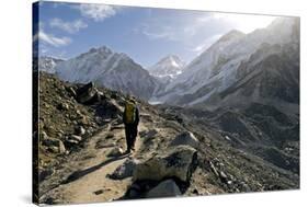 A Trekker on the Everest Base Camp Trail, Nepal-David Noyes-Stretched Canvas